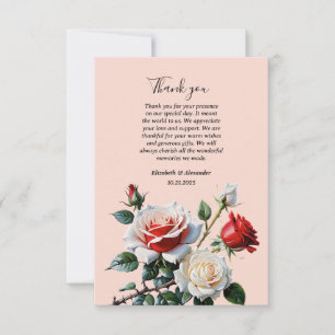 Carte De Remerciements Joli rose blanc rose rose rose mariage floral