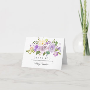 Carte De Remerciements Joli Violet Floral 100e anniversaire