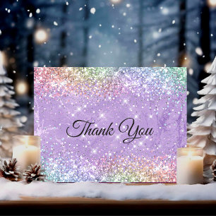 Carte De Remerciements Joli violet lilas iridescent faux paillettes