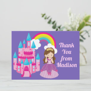 Carte De Remerciements Joli violet princesse Château Anniversaire Fille
