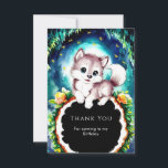 Carte De Remerciements Joli Whimsical Wolf Birthday<br><div class="desc">Express votre gratitude sincère avec nos cartes de remerciements pour l'anniversaire du Loup de bois mignon Whimsical Woodland. Avec des illustrations de loups ludiques dans un décor de bois coloré, ces cartes capturent parfaitement l'esprit de joie de votre célébration. Personnalisables pour refléter vos sentiments personnels, ils vous permettent de transmettre...</div>