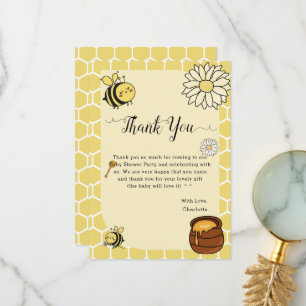 Carte De Remerciements Jolie abeille avec une douce Baby Shower miel