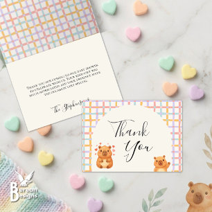 Carte De Remerciements Jolie aquarelle Capy Capybara Remerciement Baby Sh