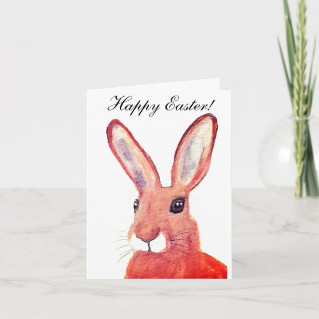 Carte De Remerciements Jolie Aquarelle Lapin Lapin Lièvre Humour de Pâque (Devant)
