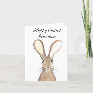 Carte De Remerciements Jolie aquarelle lapin lièvre de Pâques Grandson