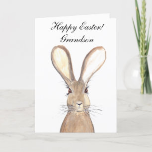 Carte De Remerciements Jolie aquarelle lapin lièvre de Pâques Grandson