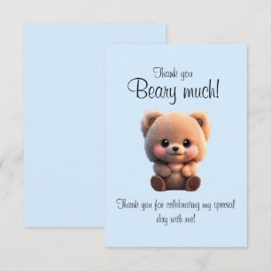 Carte De Remerciements Jolie aquarelle ours en peluche bébé anniversaire