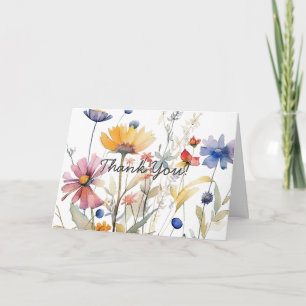 Carte De Remerciements Jolie Baby Shower Fleur Sauvage Aquarelle