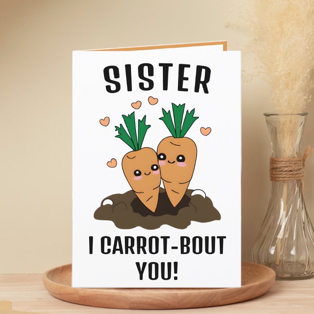 Carte De Remerciements Jolie Carotte Pun Soeur Joyeux Anniversaire (funny carrot birthday card for sister)