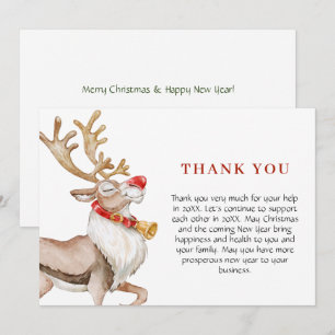 Carte De Remerciements Jolie Cartoon Reindeer Noël Salutation vacances