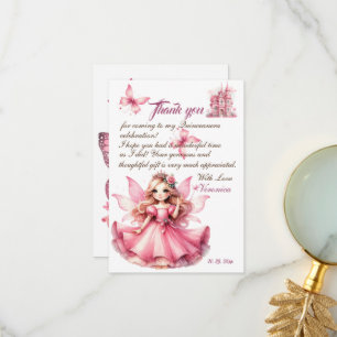 Carte De Remerciements Jolie casserole rose d'aquarelle girly château fée