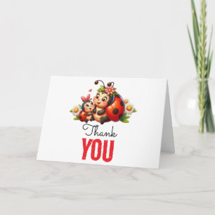 Carte De Remerciements Jolie coccinelle 1er anniversaire   Fête sur le th