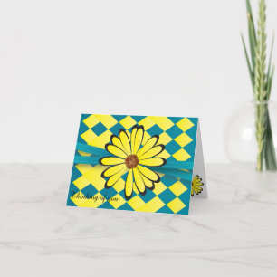 Carte De Remerciements Jolie conception de fleurs bleu et jaune