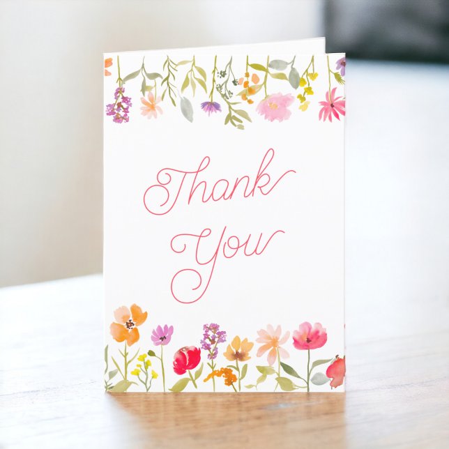Carte De Remerciements Jolie douche de mariée florale de printemps (Pretty spring wildflowers floral bridal shower thank you card)