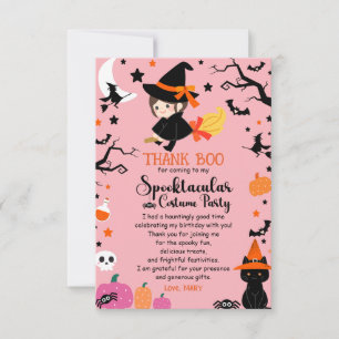 Carte De Remerciements Jolie et Éffrayante Sorcière rose Halloween Annive