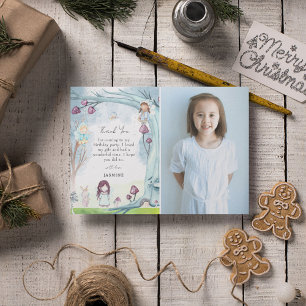 Carte De Remerciements Jolie Fée de la Forêt d'Hiver pour Anniversaire de