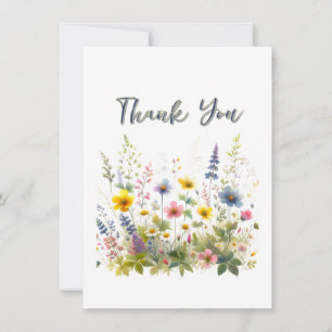 Carte De Remerciements Jolie fête d'anniversaire aux fleurs sauvages 