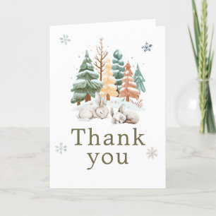 Carte De Remerciements Jolie fête d'anniversaire des lapins d'hiver
