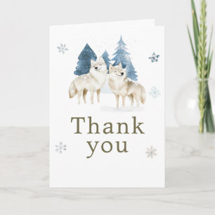Carte De Remerciements Jolie fête d'anniversaire du loup arctique d'hiver