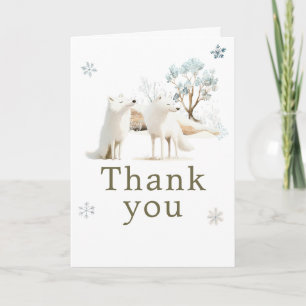 Carte De Remerciements Jolie fête d'anniversaire du loup arctique en hive