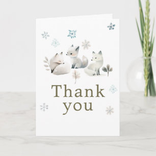 Carte De Remerciements Jolie fête d'anniversaire du loup arctique en hive
