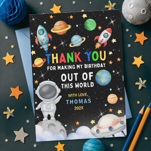 Carte De Remerciements Jolie fête d'anniversaire galaxie colorée espace e