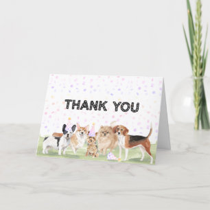 Carte De Remerciements Jolie fête d'anniversaire rose pour chien de compa