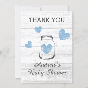 Carte De Remerciements Jolie fête de baby shower en bois rustique