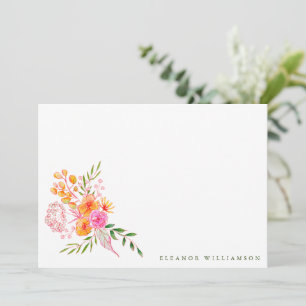 Carte De Remerciements Jolie Fête de Mariage Aquarelle Florale Rose Orang