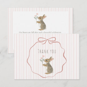 Carte De Remerciements Jolie Fête Prénatale Bébé Fille Aquarelle Lapin de