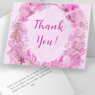 Carte De Remerciements Jolie Fille Rose Sous l'Océan Baby Shower