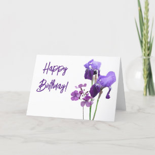 Carte De Remerciements Jolie fleur d'iris pourpre Joyeux art d'anniversai