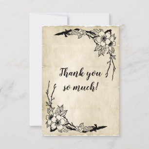 Carte De Remerciements Jolie Floral et Parchment Thème de Mariage Vintage