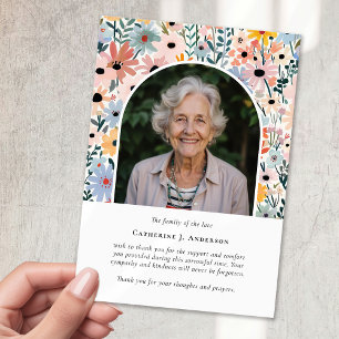 Carte De Remerciements Jolie florales Photo Sympathy Funeral Memorial