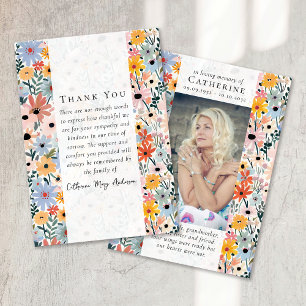 Carte De Remerciements Jolie florales Photo Sympathy Funeral Memorial