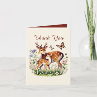 Carte De Remerciements Jolie maman et bébé cerf ajoutez votre message
