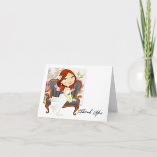 Carte De Remerciements Jolie Mariée de Dessin Animé Remerciements pour En