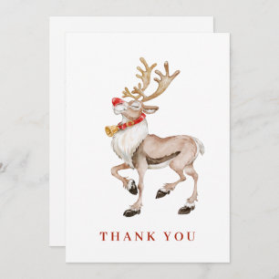 Carte De Remerciements Jolie Noël Cartoon Reindeer Salutation vacances