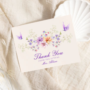 Carte De Remerciements Jolie Papillons Fleurs Mariage Shower