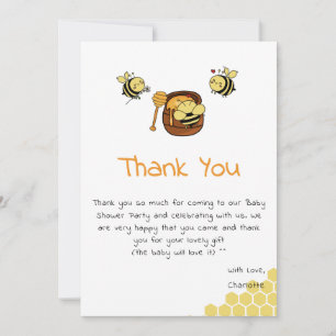 Carte De Remerciements Jolie petite abeille avec une douce baby shower po