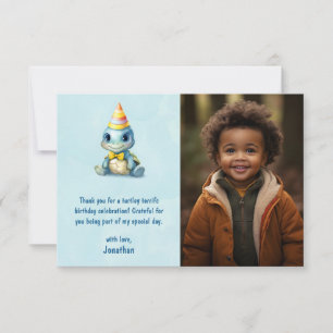 Carte De Remerciements Jolie photo d'anniversaire de tortue à l'aquarelle