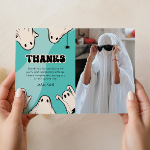 Carte De Remerciements Jolie Photo d'anniversaire Halloween Bleu