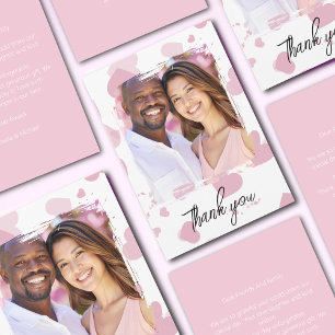 Carte De Remerciements Jolie photo de coeur d'amour rose