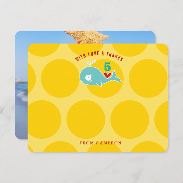 Carte De Remerciements Jolie photo de fête d'anniversaire de l'enfant bal (Devant / Derrière)