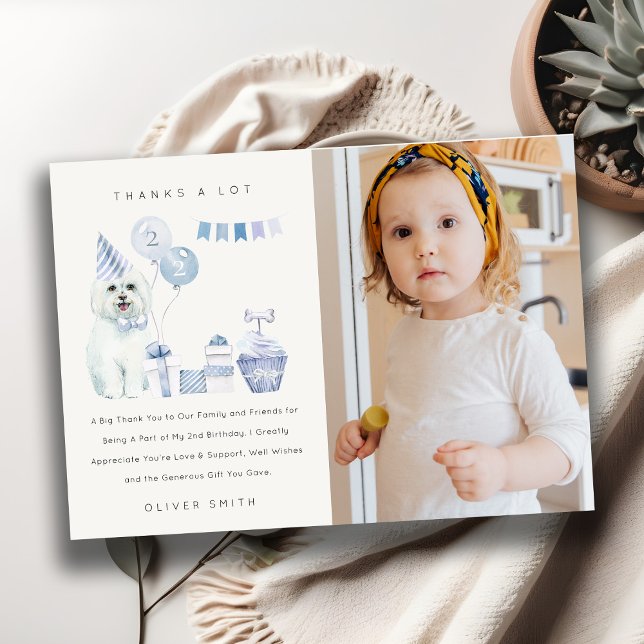 Carte De Remerciements Jolie Photo de fête d'anniversaire pour garçons en (Créateur téléchargé)