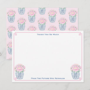 Carte De Remerciements Jolie Pies Roses Ginger Jar Fête des mariées