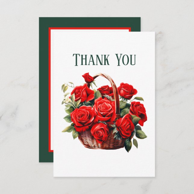 Carte De Remerciements Jolie roses rouges ajouter un message (Devant / Derrière)