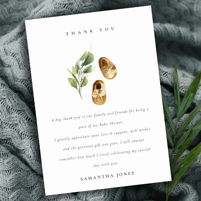 Carte De Remerciements Jolie rouille verte Orange Chaussures Baby shower  (Créateur téléchargé)