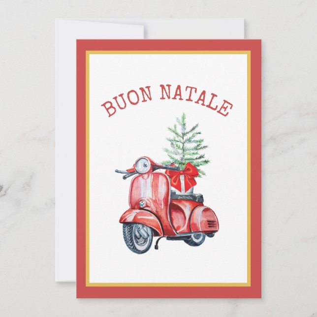 Carte De Remerciements Jolie Scooter Buon Natale voeux de vacances (Devant)