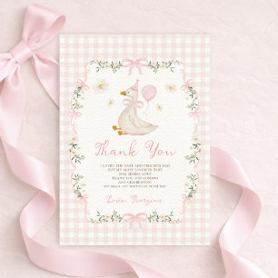 Carte De Remerciements Jolie Une Oie Ridicule Arc Rose Fille 1er Annivers
